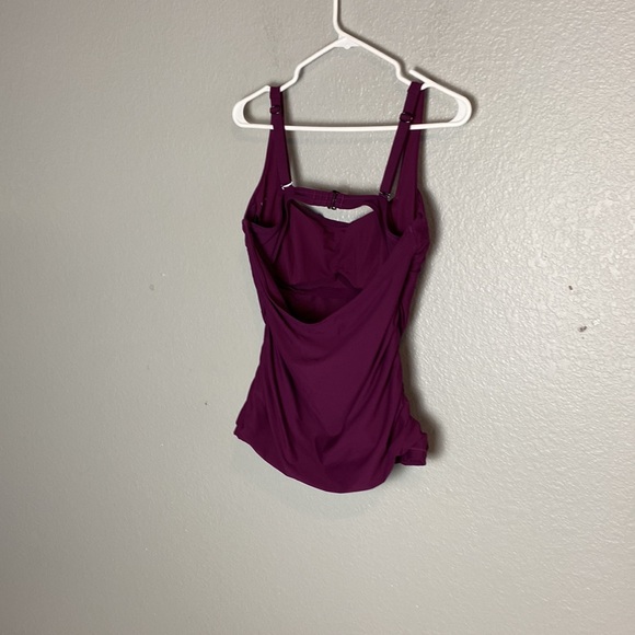 Athleta Square Neck Bra Cup Tankini Top Size 38 D/DD Velvet Plum Color - Picture 8 of 9